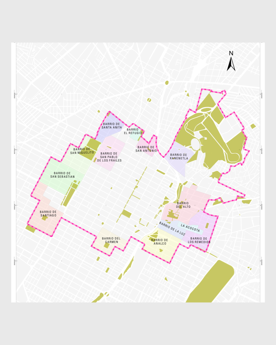 Mapa del polígono del Centro Histórico de Puebla