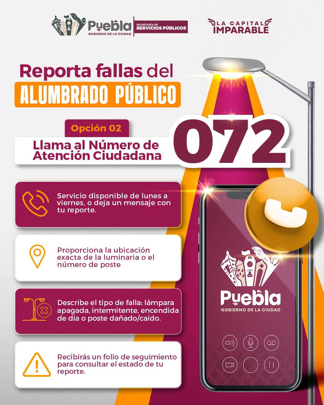 Reporta Fallas del Alumbrado Público a traves de la App