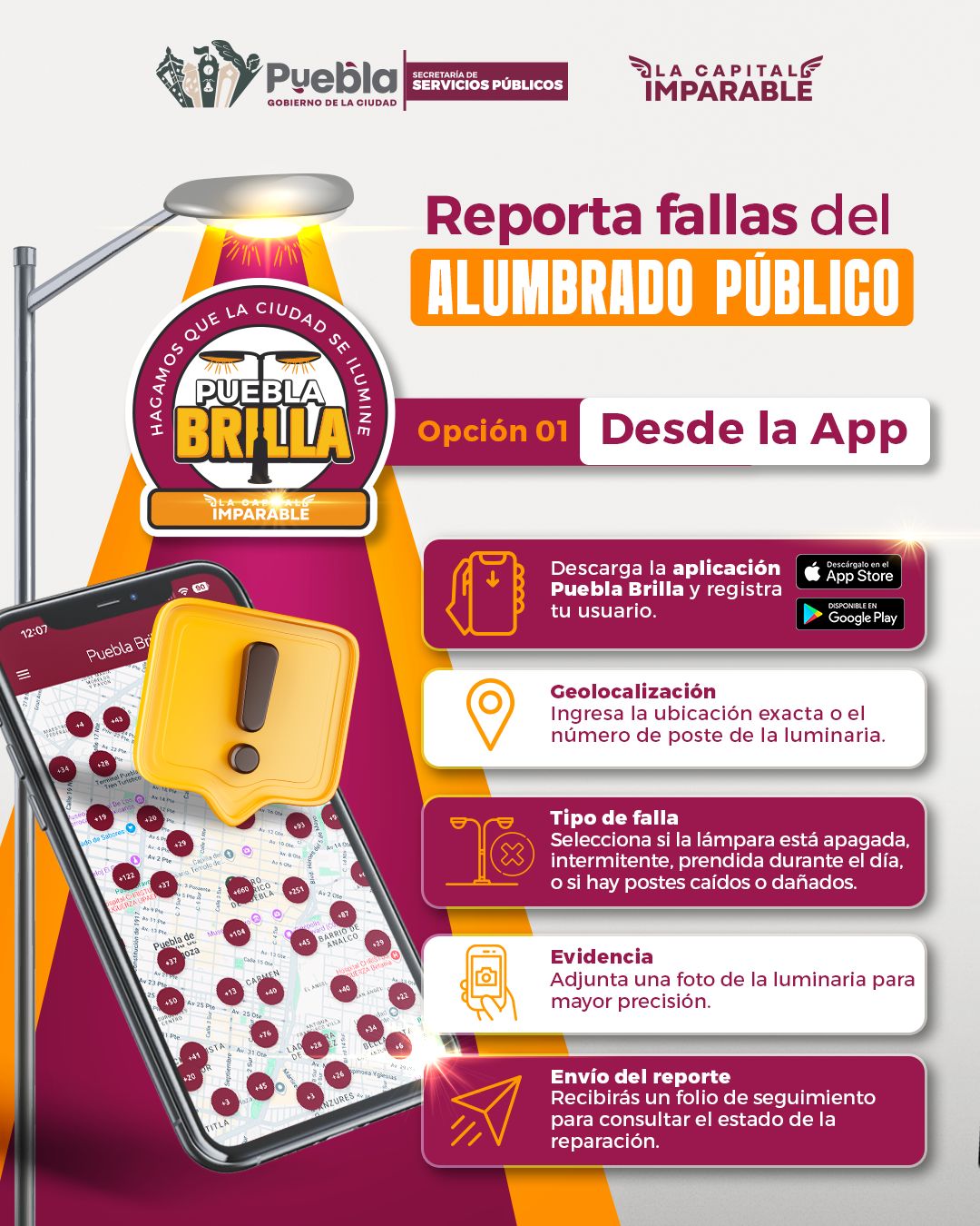 Reporta Fallas del Alumbrado Público a través de la App